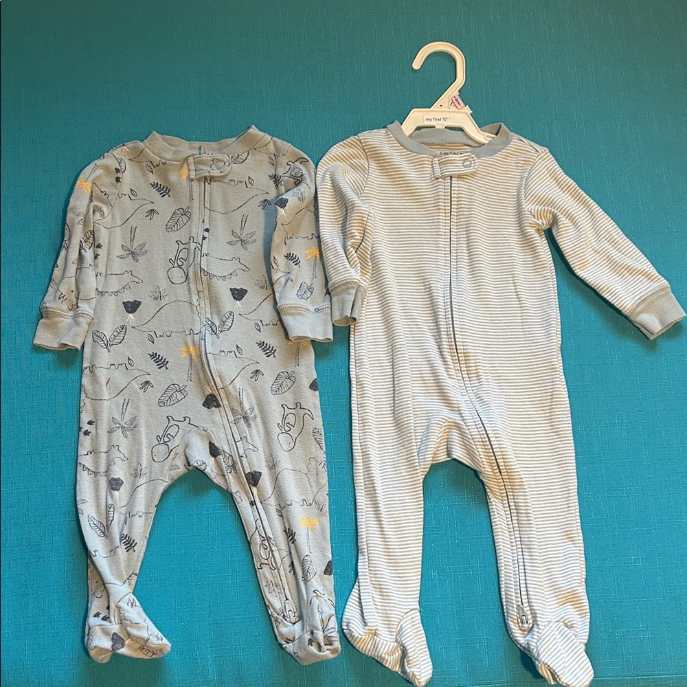 Carter's Gray and White Kids Footies Set